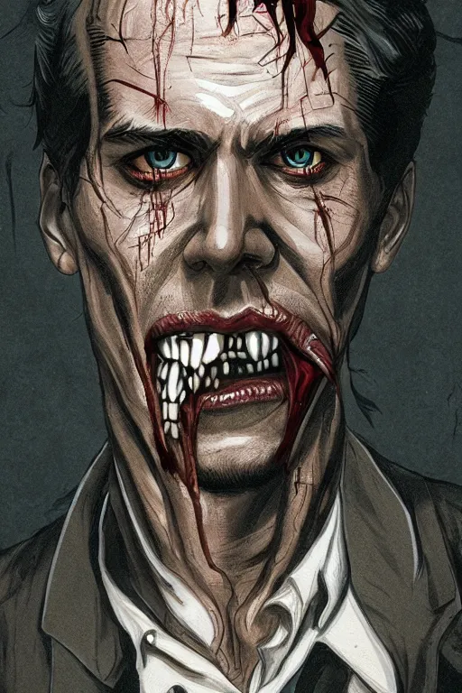 Image similar to john constantine in sleepy hollow, full body, big two toned eyes, teeth gritted, horror, intricate details, cinematic, epic, realistic, anatomy, tomer hanuka, uplight, artstation, photorealistic, scary