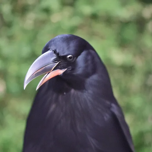 Prompt: a crow has long, blonde hair, silly photo.