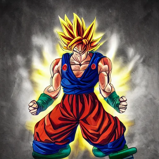 Image similar to portrait photo of goku, color, studio lighting