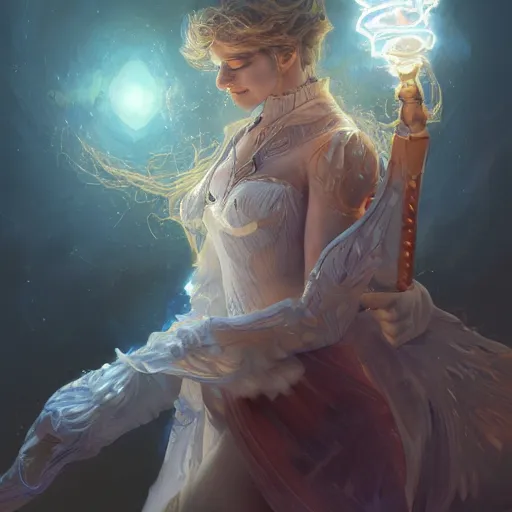 Image similar to A masterpiece portrait of a glowing magical wand. Very detailed. intricate, elegant, highly detailed. trending on artstation, digital art, by Stanley Artgerm Lau, WLOP, Rossdraws, James Jean, Andrei Riabovitchev, Marc Simonetti, Yoshitaka Amano