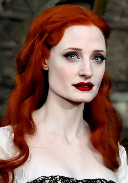 Image similar to sansa angeline jolie gessica chastain victorian vampire