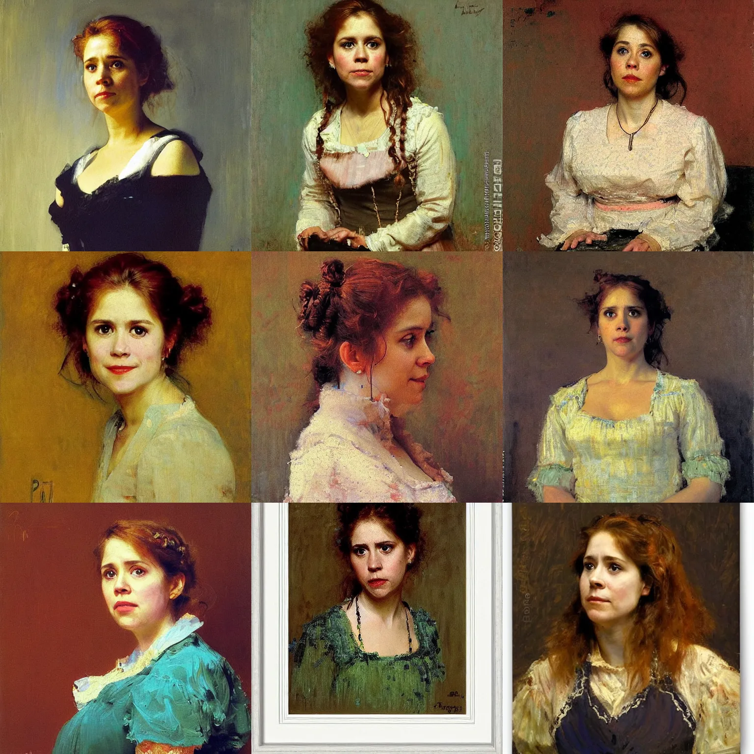 Prompt: portrait of pam beesly by ilya repin