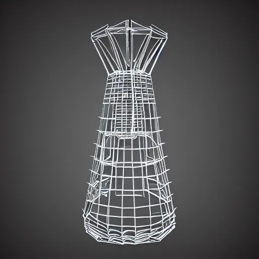 Image similar to chess piece wireframe mesh model, low poly, occult machine