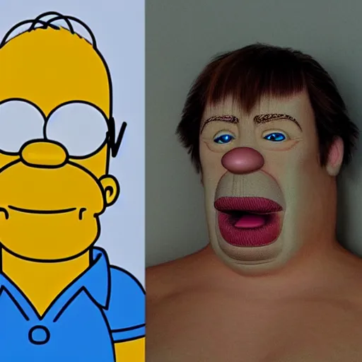 Image similar to homer simpson in real life, photorealistic, detailed, real