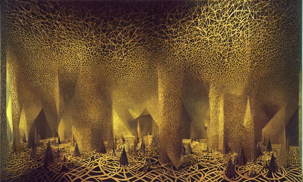 Image similar to building, jungle, kirigami, dichromatism, paradox, volumetric light, insanely detailed and intricate, hypermaximalist, elegant, ornate, hyper realistic, super detailed, by remedios varo uranga