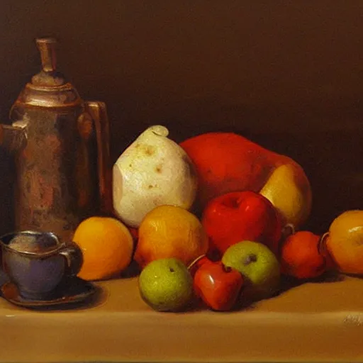 Image similar to still life painting by David Brown, matte,