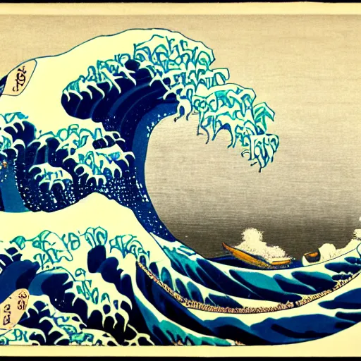 Image similar to shark swimming by hokusai