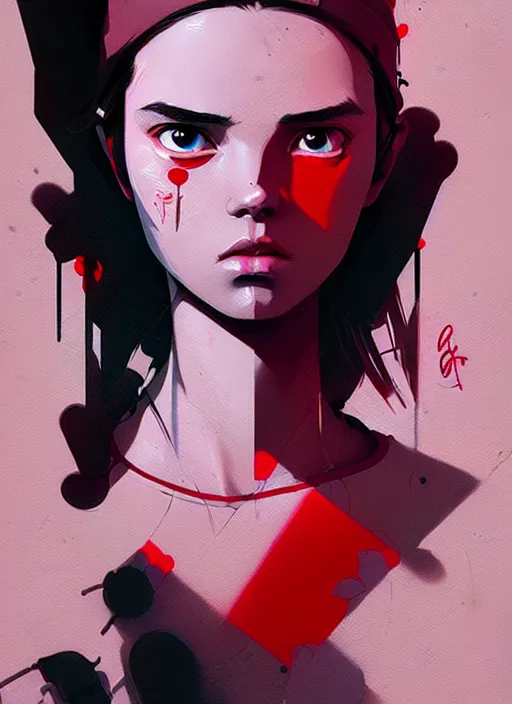 Prompt: highly detailed graffiti of a teenager, by atey ghailan, by greg rutkowski, by greg tocchini, by james gilleard, by joe fenton, by kaethe butcher, gradient violet, black, red, cream and white color scheme, award winning details