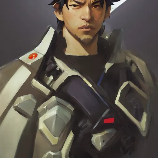 Image similar to greg manchess portrait painting of kazuto kirigaya as overwatch character, medium shot, asymmetrical, profile picture, organic painting, sunny day, matte painting, bold shapes, hard edges, street art, trending on artstation, by huang guangjian and gil elvgren and sachin teng