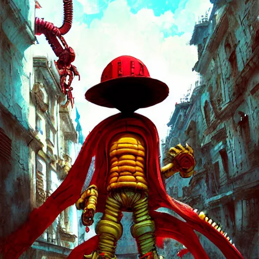 Image similar to alien robot luffy, thief, photography, by marc simonetti