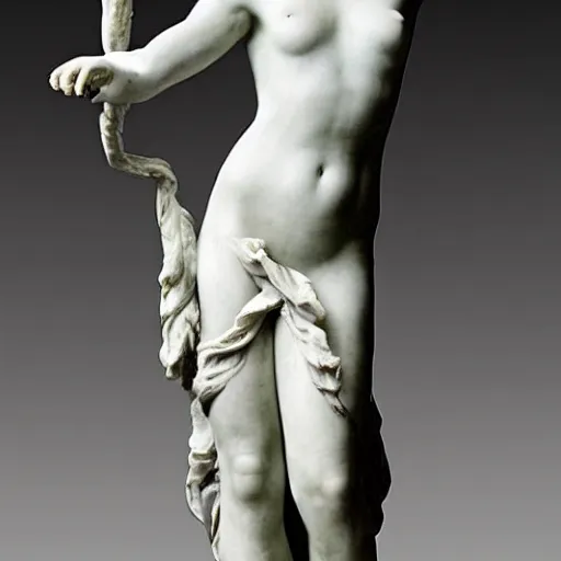 Prompt: sculpture of persephone, goddess of the underworld, full body, made by michelangelo, carrara marble