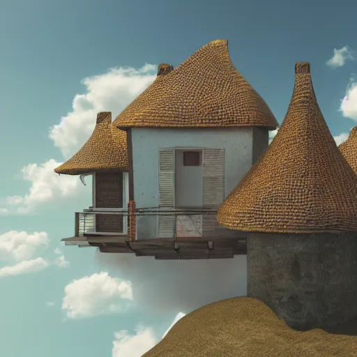 Image similar to house in the clouds, 4 k render