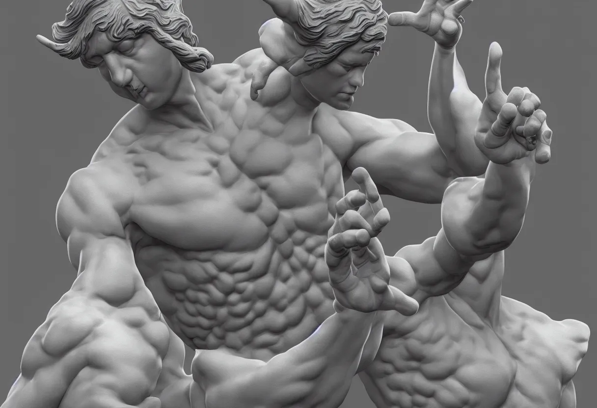 Image similar to a statue of a biblically accurate domination, zbrush, white vynil, shiny, hdr