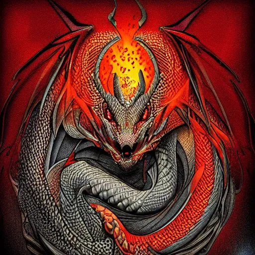 Image similar to man with the soul of a dragon, digital art, dragon coiling