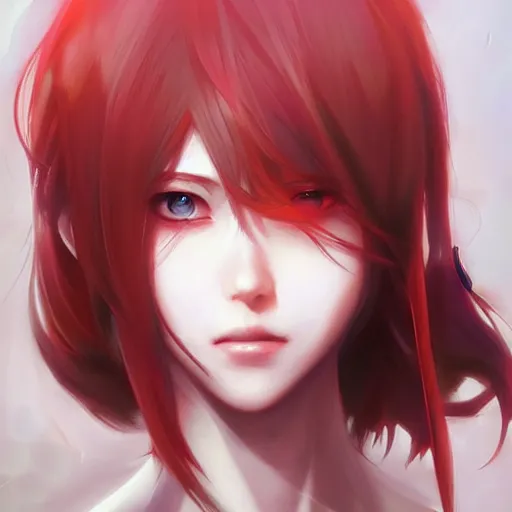 Image similar to A realistic anime painting of a beautiful cyborg woman with glowing red eyes. digital painting by Stanley Artgerm Lau, Sakimichan, WLOP, Makoto Shinkai, Rossdraws, Pixivs, digital painting. trending on Pixiv. SFW version —H 1024