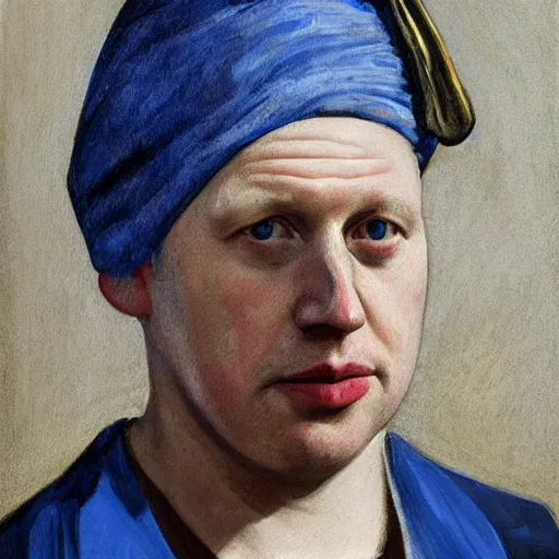 Prompt: Boris Johnson as the girl with the pearl earring