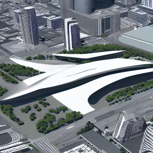 Image similar to LaGuardia if it were designed by Zaha Hadid