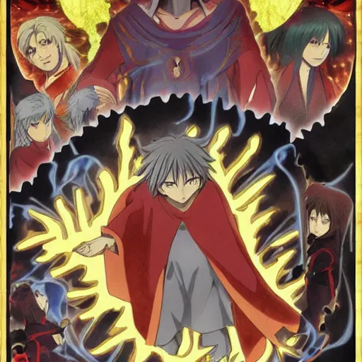 Prompt: poster for an anime adaptation of Dante Alighieri\'s Divine Comedy