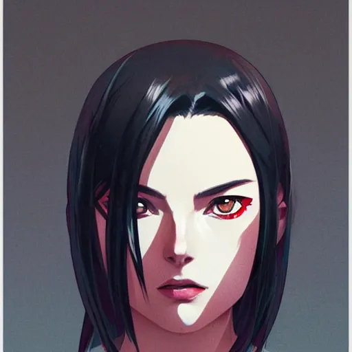 Prompt: manga girl in a black security uniform with red details, fine - face, margot robbie, realistic shaded perfect face, fine details. anime. realistic shaded lighting poster by ilya kuvshinov katsuhiro otomo ghost - in - the - shell, magali villeneuve, artgerm, jeremy lipkin and michael garmash and rob rey