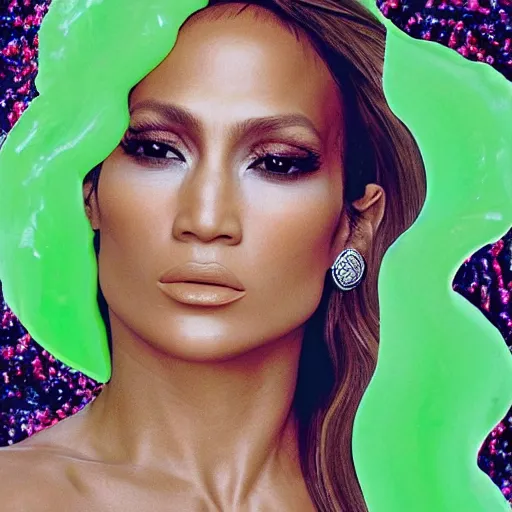 Image similar to j - lo made of jello, portrait photography