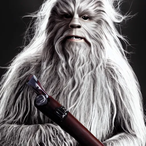 Image similar to gandalf as chewbacca, shampoo commercial