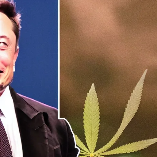 Prompt: elon musk using weed