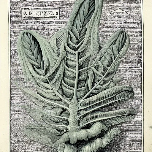 Prompt: victorian botanical illustration of Buddha hand fruit, tree , flower, very detailled