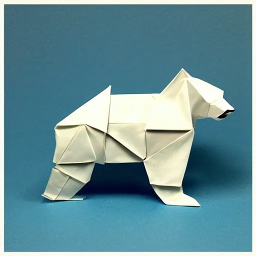 Image similar to polarbear made of origami, diorama