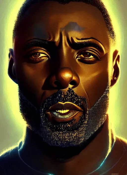 Image similar to portrait of apex legends idris elba, intricate, elegant, glowing lights, highly detailed, digital painting, artstation, glamor pose, concept art, smooth, sharp focus, illustration, art by artgerm and greg rutkowski, artey freytag