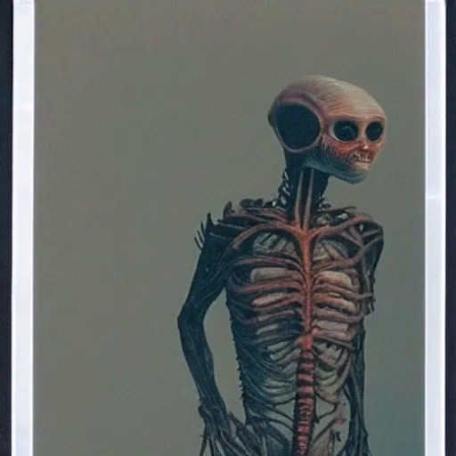 Prompt: polaroid of an alien, creepy, realistic,