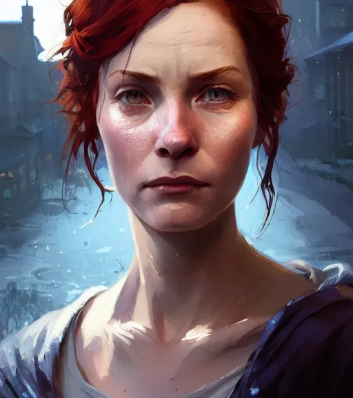 Image similar to Highly detailed portrait of homeless Triss Merigold, in GTA V, Stephen Bliss, unreal engine, fantasy art by Greg Rutkowski, Loish, Rhads, ferdinand knab, Makoto Shinkai and Lois van baarle, ilya kuvshinov, rossdraws, Tom Bagshaw, global illumination, radiant light, detailed and intricate environment