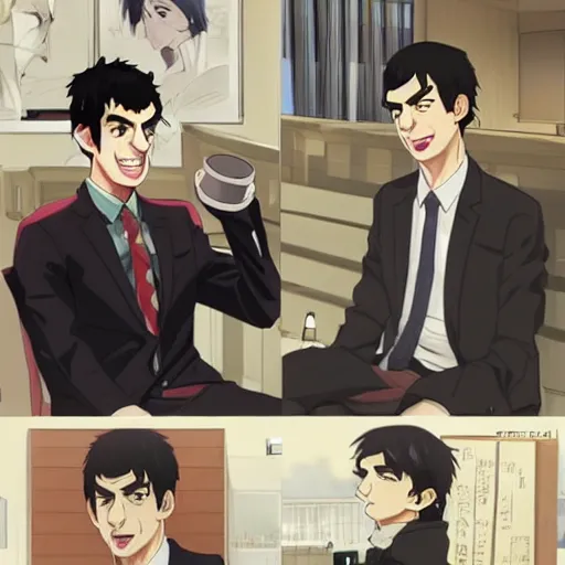 Image similar to Nathan For You, Nathan Fielder, in an anime, drawn by wlop