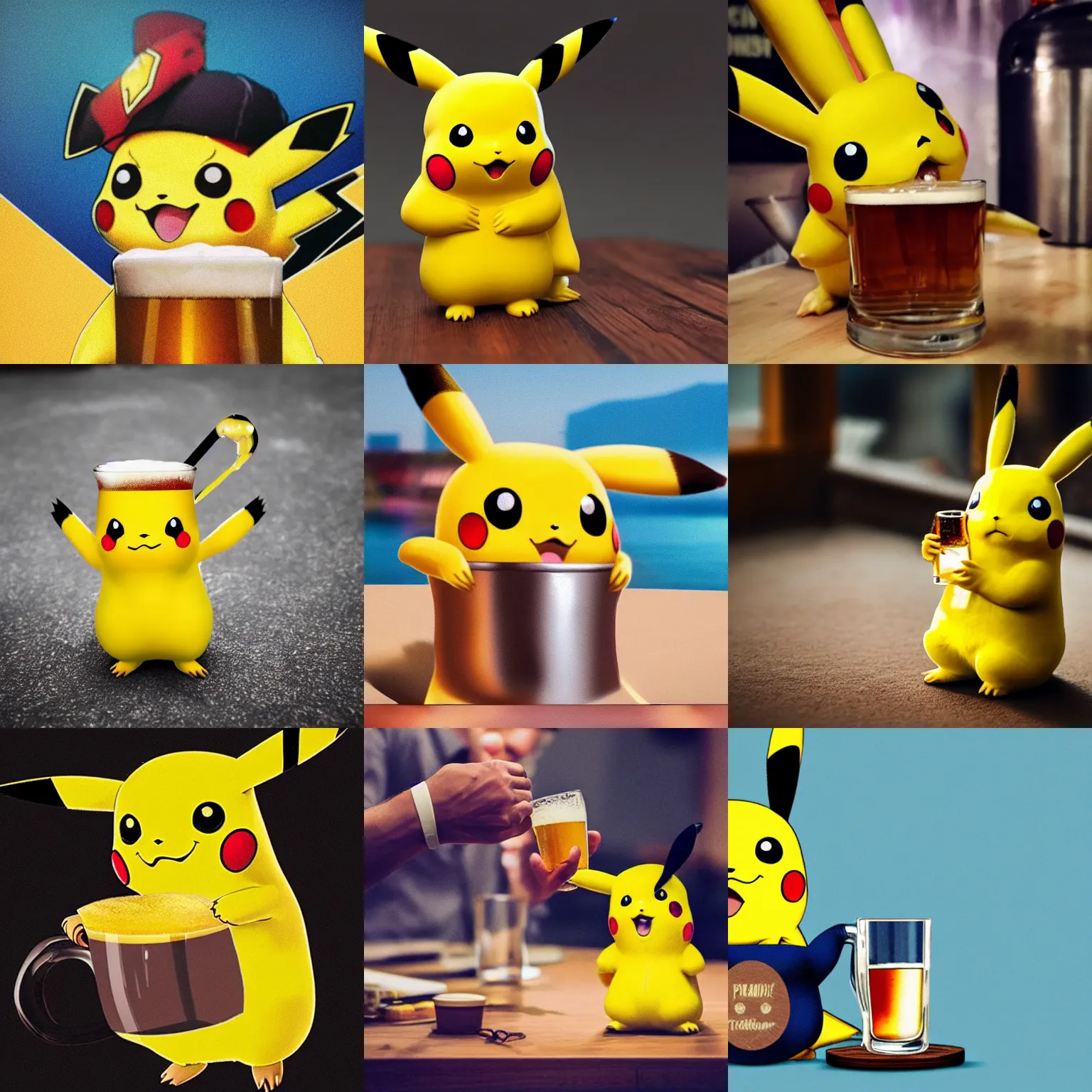 Prompt: Pikachu drinking beer, hyper realistic, award winning photography, 4k