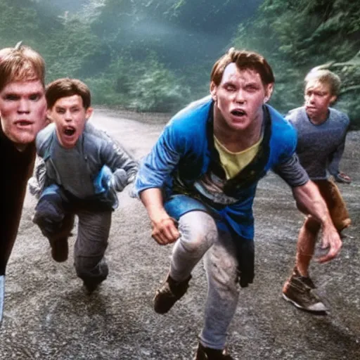 Image similar to Live Action Still of Jerma985 in The Goonies, real life, hyperrealistic, ultra realistic, realistic, highly detailed, epic, HD quality, 8k resolution, body and headshot, film still