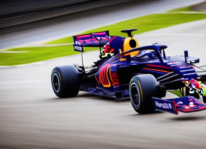 Image similar to live action photo of the 2 0 2 1 f 1 redbull car,, 8 k, hdr, sports photography