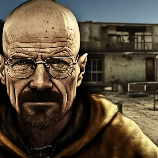 Image similar to Walter White in the Call of Duty Modern Warfare 2 map Rust, high resolution award winning photo, trending on artstation, 8k, MW2 Rust