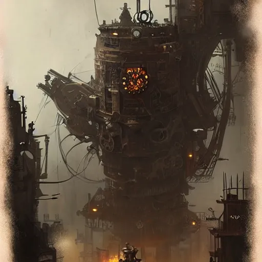 Image similar to the machine of death, steampunk, wlop, greg rutkowski