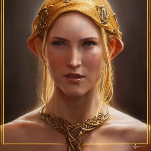 Image similar to an portrait of an happy female celt, detailed, centered, digital painting, artstation, concept art, donato giancola, Joseph Christian Leyendecker, WLOP, Boris Vallejo, Breathtaking, 8k resolution, extremely detailed, beautiful, establishing shot, artistic, hyperrealistic, beautiful face, octane render