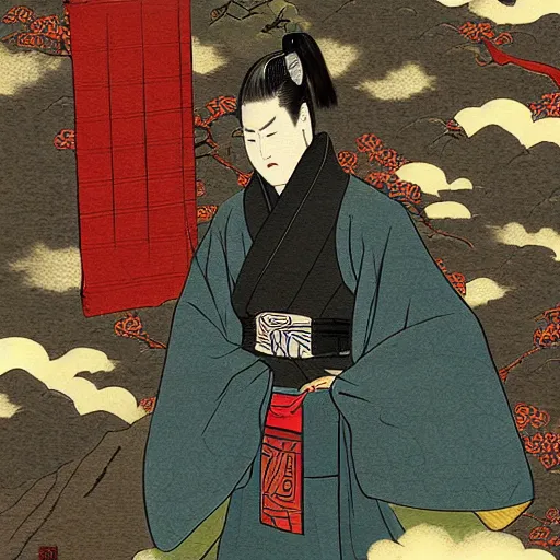 Prompt: among us in feudal japan samuri digital art