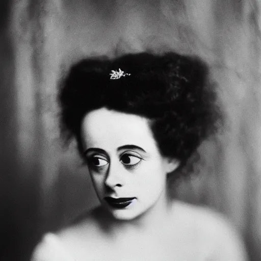 Prompt: dslr photo portrait still of young elsa lanchester as the bride, by gustave dore, 8 5 mm, f 1. 8,