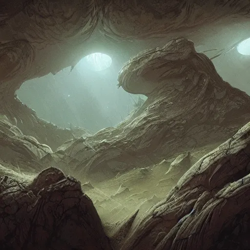 Image similar to alien landscape in the style of michael whelan and greg rutkowski