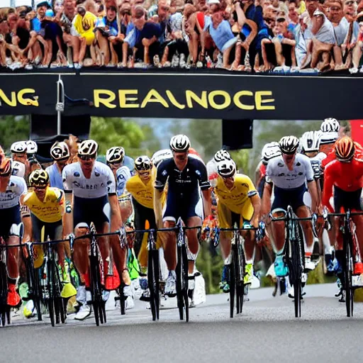 Prompt: bears, ostriches, and kangaroos competing in the Tour de France, sports photography