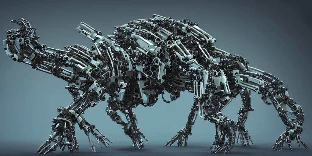 Image similar to Phosphorite centipede robotics advanced cybernetics Smart bionicle organism biomimmicry exoskeleton Biomorph hydraulics trending on behance visualisation industrial design trendinc on artstation