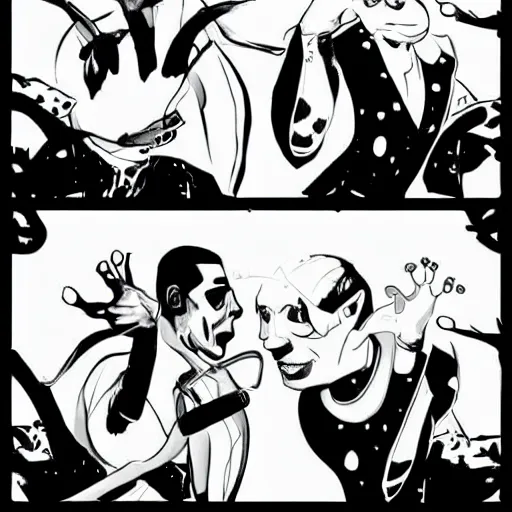 Prompt: a frog in the dr strange universe, black and white except the frog, the frog is green