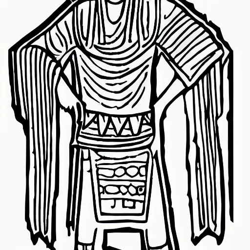 Image similar to children's coloring book page of a 30 year old man in ancient Canaanite clothing, simple line art