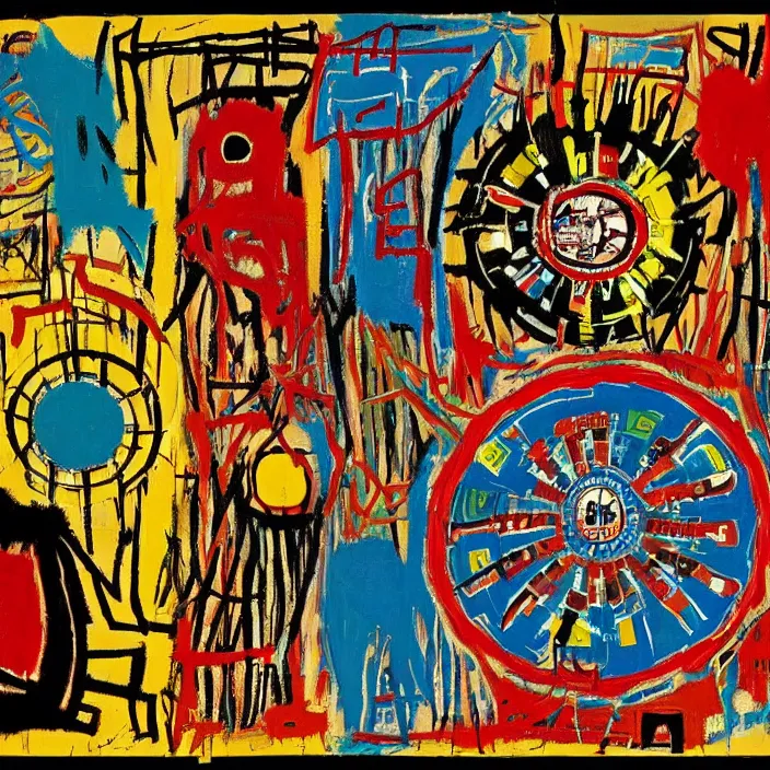 Prompt: wheel of time, mandala by basquiat