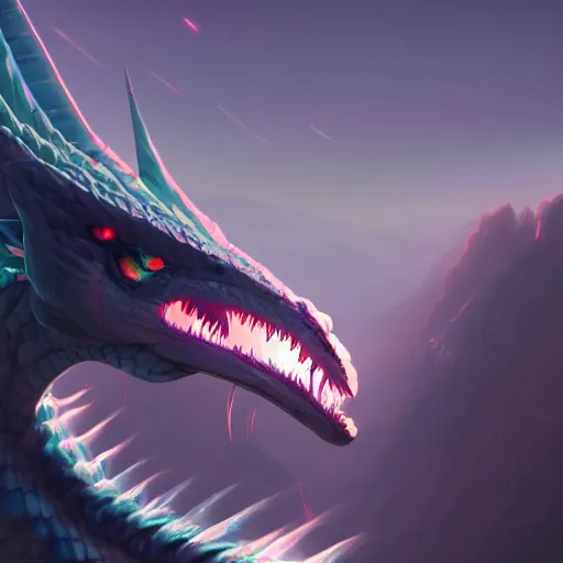 Image similar to A beautiful ultradetailed digital painting of a dragon, light effect, very detailed, by beeple, Makoto Shinkai, 4k, Trending on artstation, ultrawide lens