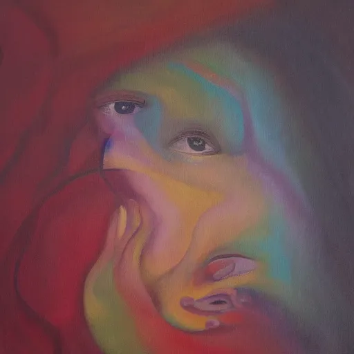 Prompt: oil paintings symbol schizophrenia, soft colors deep, 8 k