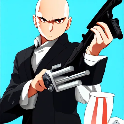 Prompt: portrait of agent 4 7 cleaning his gun, anime fantasy illustration by tomoyuki yamasaki, kyoto studio, madhouse, ufotable, trending on artstation