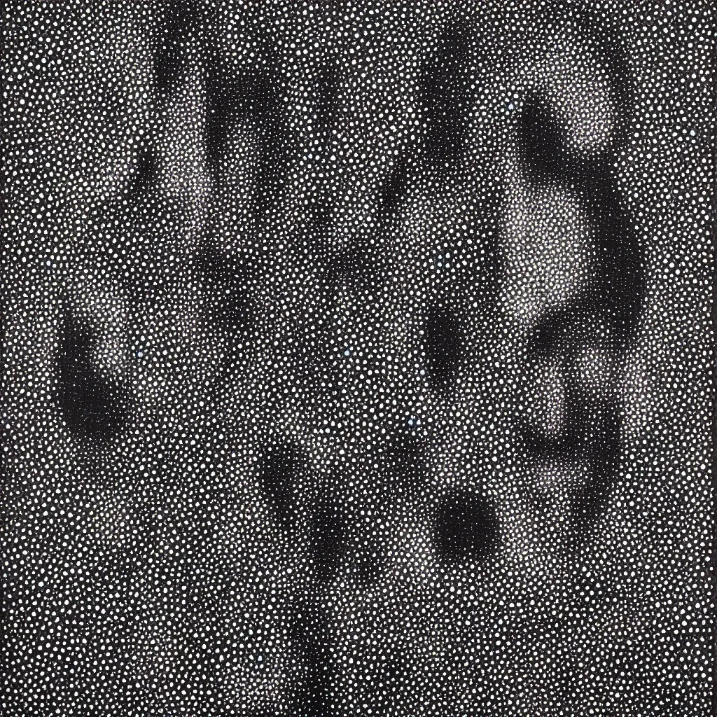 Image similar to face made out of planet, faceless people dark, dots, drip, stipple, pointillism, technical, abstract, minimal, style of francis bacon, asymmetry, pulled apart, cloak, hooded figure